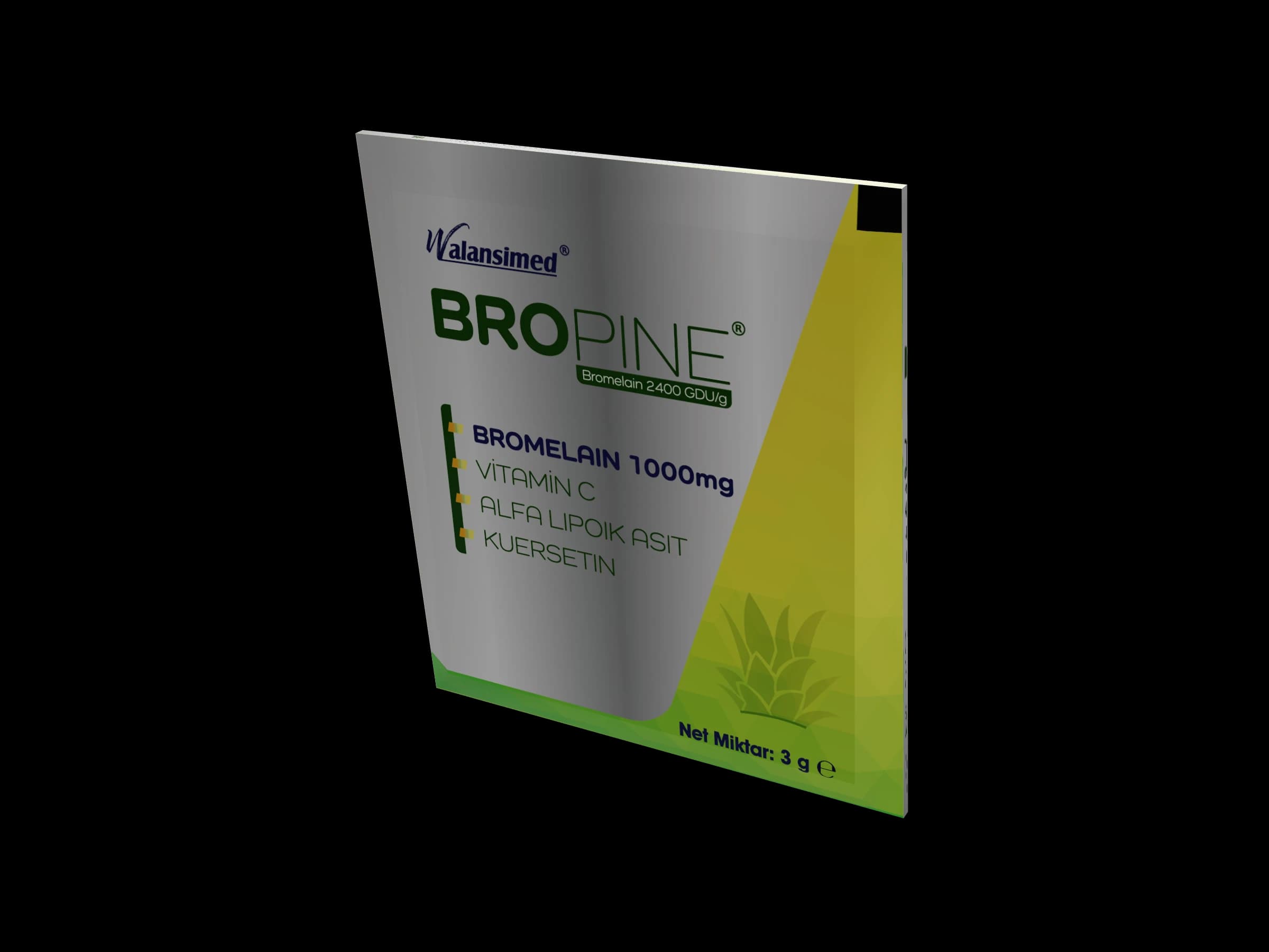 BROPINE Bromelain (1000 mg) 30 Şase Ananas Aromalı